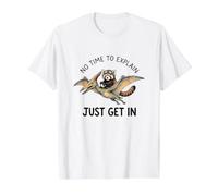 Panda Rojo No Hay Tiempo para Explicar Dinosaurio Meme Camiseta gráfica económica, Hombre, Blanco, L
