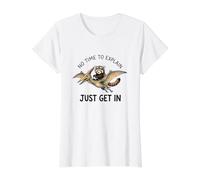 Panda Rojo No Hay Tiempo para Explicar Dinosaurio Meme Camiseta gráfica económica, Mujer, Blanco, M