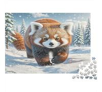 Panda Rojo Puzzle de 1000 Piezas Papel para Adultos Escena Invernal Puzzle para Toda la Familia Relajación Regalo 52x38cm/1000pcs