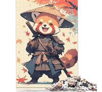 Panda Rojo samurái de 1000 Piezas - Rompecabezas de Arte japonés para Adultos, Rompecabezas de Madera, Juegos educativos para niños, 1000 Piezas (75 x 50 cm)