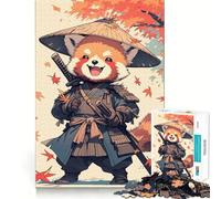 Panda Rojo Samurai - Rompecabezas de 1000 Piezas de Arte japonés para Adultos y Adolescentes Juguete de lógica sólida Divertido y silencioso Corte de precisión Selección de Deseos de Papá Noel