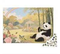 Panda Rompecabezas 1000 Piezas Pandas Comiendo bambú, para Adultos Juego De Madera Decoración Familiar Regalo 1000pcs (75x50cm)