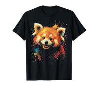 Panda Roux - Animal Lindo Estilo Acuarela Splash Art Camiseta