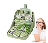 Panda School Supplies Set, Cute Studying Stationery Kit, Notebook Ruler Keychain Pens, Tab Stickers Pencil Case Included, 10-Piece Dibujos animados Set Pink, for Girls Students Teens Boys