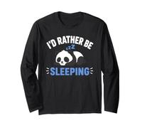 Panda Sleep Funny Nap Humor Lazy I'D Rather Be Sleeping Manga Larga