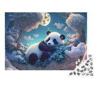 Panda Sleeping Moon 1000 Piezas Rompecabezas Adultos Panda Descansando en Isla de Nubes bajo Cielo Estrellado Premium Robusto Desafiante Difícil Alivio Estrés Regalo 70x50cm/1000pcs
