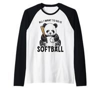 Panda Softbol Todo lo Que Quiero Hacer es un Lindo Jugador de Osos Camiseta Manga Raglan