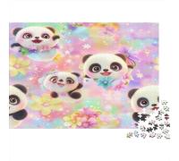 Panda soñador Puzzles Imposible,desafío para Adultos Flores Coloridas Entretenimiento Creativo 1000 Piezas Obra De Arte De Juego De para Adultos Y Niños 1000pcs (75x50cm)