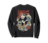 Panda Surfeando En Las Olas Japonés Sudadera