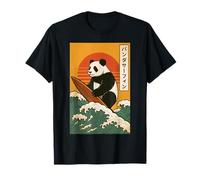Panda Surfeando Japonés Ola Gran Ola Camiseta