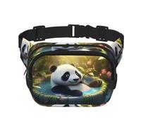 Panda taking a bath - Bolsa cruzada de moda estampada para senderismo, bolsa de hombro cuadrada de doble capa para viajes y fitness