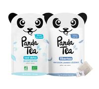 Panda Tea - Dúo Iced Tea Detox Mango y Libertea | Infusión Detox Fría y Tisana Drenante | 2 x 28 Bolsitas de Algodón Ecológicas | Control del Peso, Retención de Líquidos y Bienestar en Verano