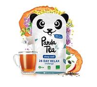 Panda Tea Sleep Well - Infusión ecológica, 28 bolsitas sobrehiladas de algodón cosidas a mano