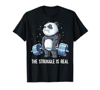 Panda The Struggle es real, levantamiento de pesas, gimnasio, divertido Camiseta
