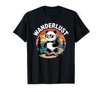 Panda Wanderlust Retro Hiking Forest Trail Camiseta