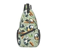Panda Wood Bamboo Sling Bag, Casual Crossbody Shoulder Bag Senderismo Daypack Crossbody Shoulder Backpack Travel Chest Pack para Hombres Mujeres