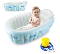 PandaEar Bañera hinchable para bebé, portátil de viaje, bañera infantil para bebé con bomba de aire, bañera hinchable para niños pequeños, cubeta plegable antideslizante para ducha, mini piscina de