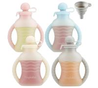 PandaEar Bolsas de Alimentos Reutilizables de Silicona para Bebé Pack 4 | Lavable, Congelador, Exprimible, Para Niños, Sin BPA, 120ml, Almacenamiento Papillas, Silicona Para Bebés