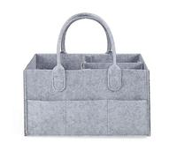 PandaEar Organizador de Pañales para Bebés, Caddy Portátil para Pañales, Cesta de Almacenamiento para Guardería de Toallitas y Artículos de Bebés con Diseño Dividido (Gris)