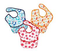 PandaEar Paquete de 3 baberos para bebé súper livianos, impermeables, lavables, resistentes al aceite y a los olores de 5 a 36 meses|Multicolor|Niña