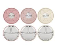 PandaEar Paquete de 3 Platos de Acero Inoxidable para Bebé, Plato Dividido para Niños Pequeños para el Método de Alimentación Autónoma, Set de Alimentación para Bebé Antideslizante (Rosa)