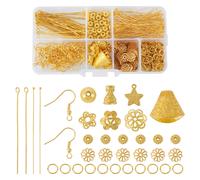 Pandahall 1 Box Jewelry Making Supplies Kits with Earring Hooks/Bead Caps/Eyepins/Jump Rings (Golden)