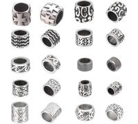 PandaHall - 10 Perlas espaciadoras de Gran Agujero 10 Estilos 304 Perlas Europeas Acero Inoxidable Cuentas a Granel de Plata Antigua Pulsera Collar fabricación de Joyas Agujero 5.5~9mm