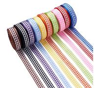 Pandahall 10 rollos de cinta a cuadros de 1 cm x 10 yardas de color mezclado con borde con cable para el pelo, costura, regalo, boda, día festivo, decoración de fiesta