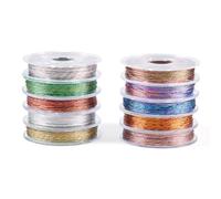 PandaHall - 10 rollos de hilo metálico de 0,3 mm para bordar a máquina, 3 capas, macramé, hilo de coser para encaje de bolillos, acolchado, pulsera de la amistad, creación de