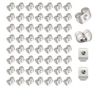 Pandahall,100 Cantidad Tapones tuerca de acero inoxidable color original para pendientes, 5x3.5x2 mm, agujero: 1 mm