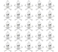 PandaHall 100 Dijes de Calavera, Colgantes de Esqueleto de Halloween Colgantes de Calavera de Espina Cruzada Colgantes de Pirata de Terror para Pendientes Pulseras Collares Joyas Manualidades