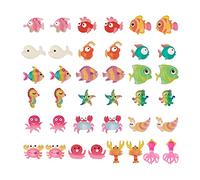 PandaHall 114 piezas de resina de pescado con parte trasera plana cabujones de océano adornos de cuentas de limo encantos lindos granos de limo planos