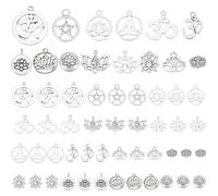 PandaHall - 14 estilos de flor de loto, 56 colgantes de yoga, chakra indio, aleación tibetana, colgante hueco para joyas, pulseras, collares, manualidades