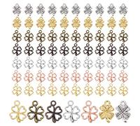 PandaHall 140 abalorios de trébol, 7 estilos de cuatro hojas, amuletos de trébol de la suerte, aleación de metal, trébol, amuletos de la suerte, collar de Navidad, pulsera de joyería
