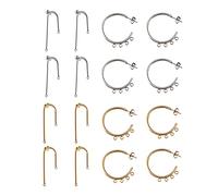 PandaHall 16 piezas de acero inoxidable pendientes de tuerca de 2 colores con lazo para hacer joyas, alfiler: 0,8 mm