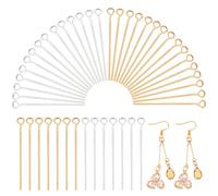 PandaHall - 160 alfileres de ojo abiertos de acero inoxidable 304 30 mm calibre 21 (0,7 mm) Agujas de ojo abierto para pendientes, colgantes, pulseras, joyas, manualidades