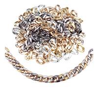 PandaHall 160pcs 4 colores sin soldadura anillo conectores bolsa de plástico anillos para bolsa torcida cadena pendiente DIY manualidades, 30x21x6mm