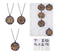 PandaHall 2 unidades Moldes de Silicona con Colgantes de Doce Constelaciones Moldes de Resina de Fundición del Zodiaco Redondos Planos Molde de Resina UV para Manualidades de Epoxi Fabricación de