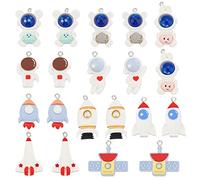 Pandahall 20 Dijes Espaciales, 10 Estilos Colgantes de Resina de Cohete Colgantes de Astronauta Satélite de Universo Colgantes de Cuentas Sueltas para Bricolaje Collares Pulseras Joyería