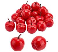 PandaHall 20 mini manzanas falsas, 1.7x1.4 pulgadas, manzanas artificiales rojas, simulación de frutas, decoración de Navidad, manzanas decorativas para el hogar, cocina, fiesta, accesorios de fotos