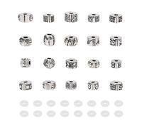 PandaHall 20 piezas de cuentas de aleación europeas colgantes colgantes de metal espaciador de cuentas con 20 piezas de tapones de junta tórica de silicona para pulsera de abalorios estilo serpiente