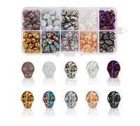Pandahall 200 cuentas de cristal electrochapadas con cabeza de cráneo de cristal, esqueleto, para hacer joyas, pulseras, collares, accesorios de abalorios