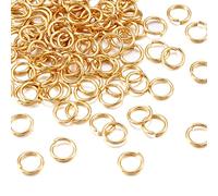 PandaHall 200 Piezas Anillas de Salto de Acero Inoxidable Dorado 10mm Redondas 1,5mm de Grosor Conectores de Anillo Redondo Sin Soldar para Fabricación de Joyas de Cota de Malla