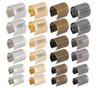 PandaHall 200 Piezas Clips de Cuerda de Cuero, 3 Tamaños Apertura Cilíndrica 4 Colores Cierre de Cuero Tapa de Extremo Plegable de Metal para Borlas Cordones de Cuero Cuerdas Pulsera Collar Macramé