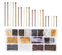 PandaHall 2000 alfileres de cabeza plana de hierro de 4 tamaños 5 colores, para manualidades, pendientes y pulseras