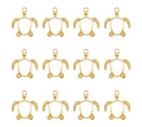 PandaHall 20pcs Tortuga Abierto Bisel Marco Colgantes Dorado Tortuga Aleación Abierta Colgante Moldes Marcos de Resina Hueca con Bucle para Joyería de Resina Artesanía DIY Prensado Flor Hacer