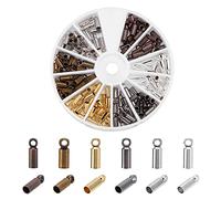 PandaHall 210pcs Abalorios de Crimpado de Tubo Cuentas de Metal,Espaciadores Cuentas Sueltas de Pulsera Cierres Casquillos de Fabricación de Bisutería, 6 Colores