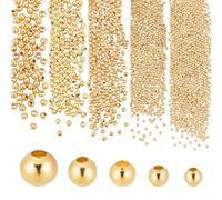 PandaHall 2355 cuentas separadas doradas espaciadoras espaciadoras perlas en hierro oro perlas para fabricación de joyas, 2/2,5/3/4/5 mm