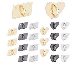 PandaHall 24 unids Anillo de Dedo del teléfono Celular, corazón y Forma Cuadrada, Adhesivo de Metal para teléfono con Agarre Dedo Soporte Universal para teléfono sujetacargas Ganchos Accesorios