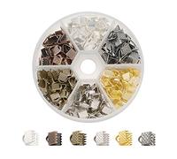PandaHall 240 abrazaderas de hierro para extremos de cinta de 6 x 7 mm, 6 colores, cierre de cordón para hacer joyas